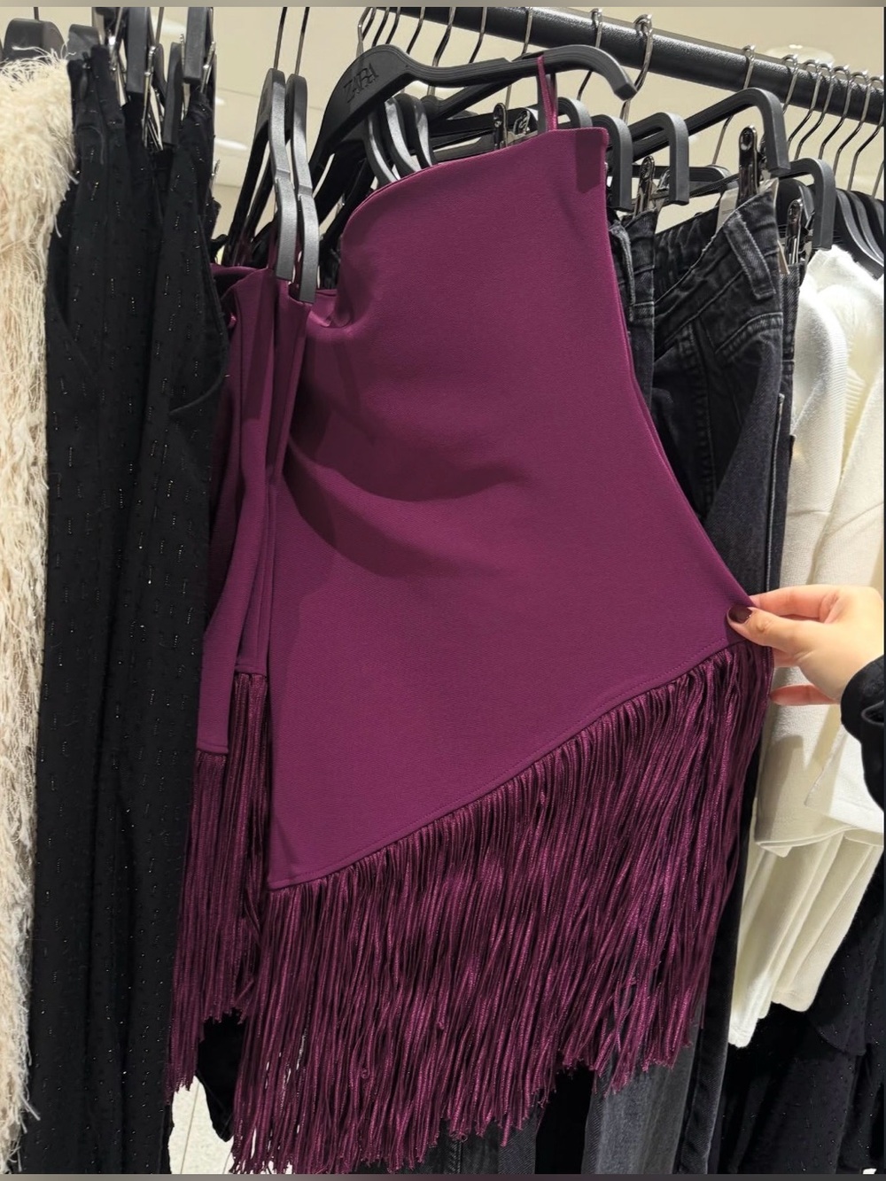 Zara Strapless Fringe Dress in Deep Plum - Picture 4 of 12